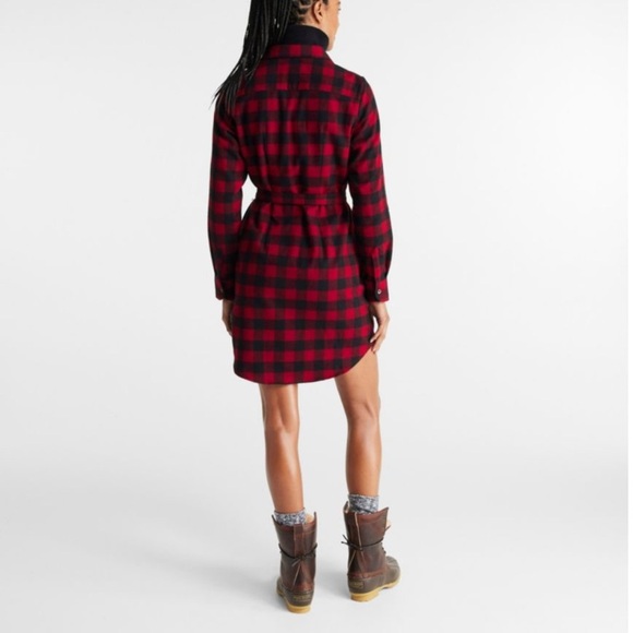 LL Bean flannel dress cotton dress Scotch flannel Tunic Black Plaid Shirt Dress - Picture 4 of 4